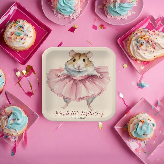 Ballerina Hamster Meisje Verjaardag Bedankt Papieren Bordje