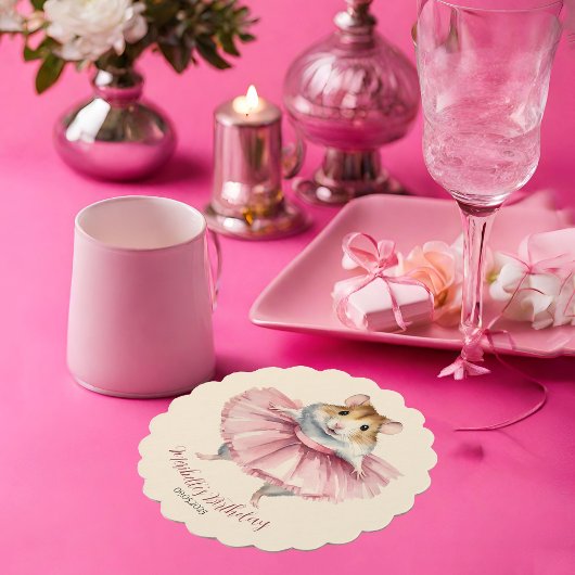 Ballerina hamster meisje verjaardag kartonnen onderzetters