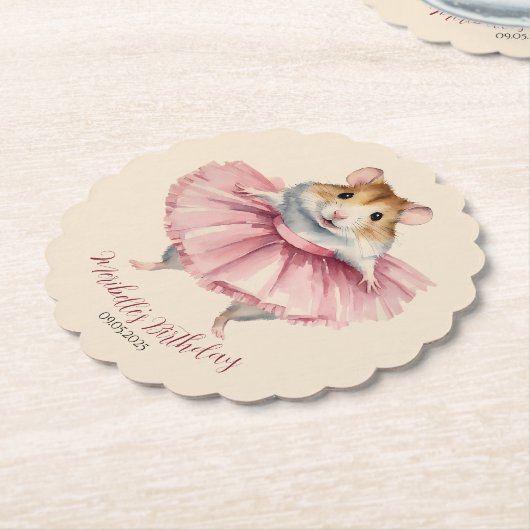Ballerina hamster meisje verjaardag kartonnen onderzetters (Gekanteld)