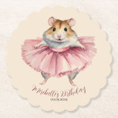 Ballerina hamster meisje verjaardag kartonnen onderzetters (Voorkant)