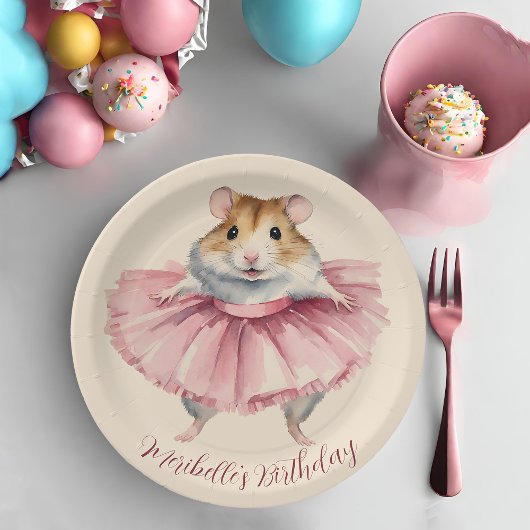 Ballerina hamster meisje verjaardag papieren bordje