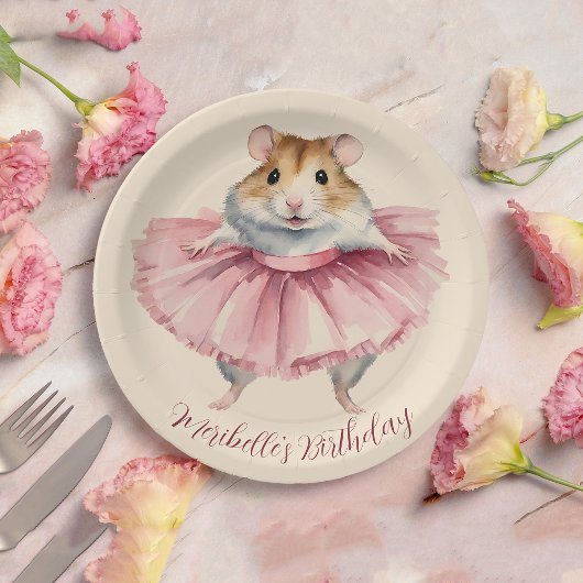 Ballerina hamster meisje verjaardag papieren bordje