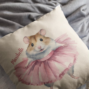 Ballerina Hamster Meisjes Gepersonaliseerd Kussen