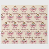 Ballerina Hamster Meisjes Gepersonaliseerde verjaa Cadeaupapier (Vlak)