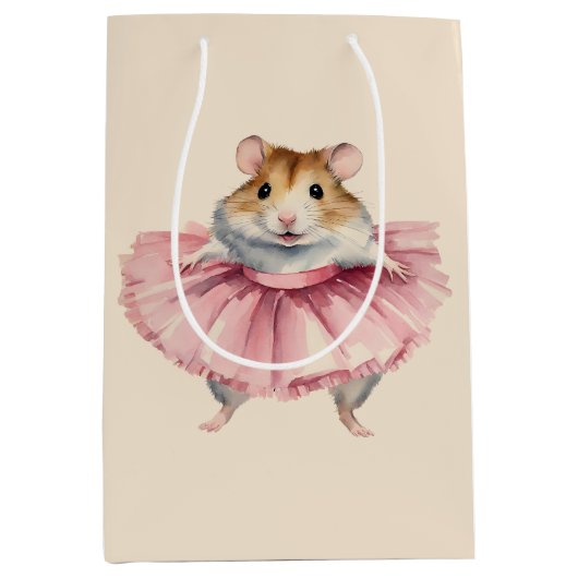 Ballerina Hamster Meisjes Gepersonaliseerde verjaa Medium Cadeauzakje (Voorkant)