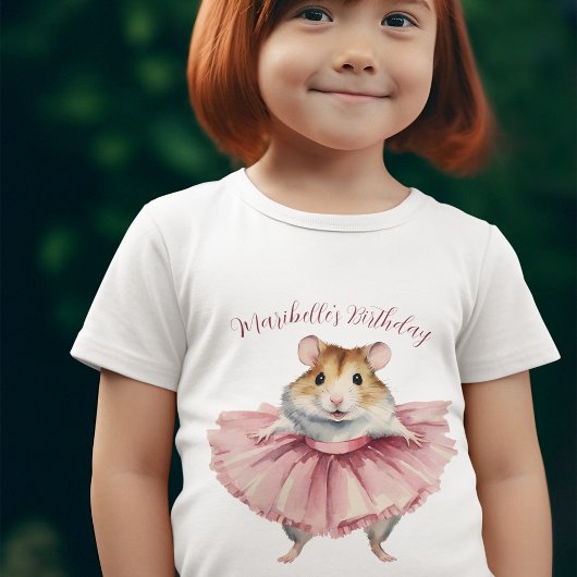 Ballerina Hamster Meisjes Gepersonaliseerde verjaa T-shirt