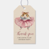 Ballerina Hamster Meisjes Verjaardag Bedankt Cadeaulabel (Voorkant)