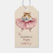 Ballerina hamster meisjes verjaardag cadeaulabel (Voorkant)