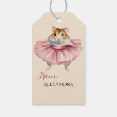 Ballerina hamster meisjes verjaardag cadeaulabel (Achterkant)