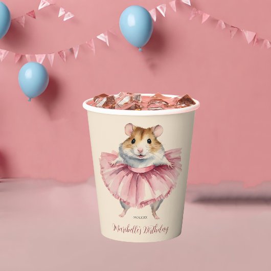Ballerina Hamster Meisjes Verjaardag Dans Feest Papieren Bekers