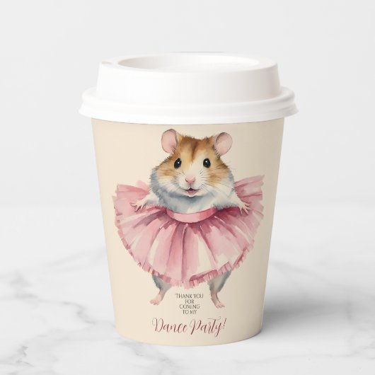 Ballerina Hamster Meisjes Verjaardag Dans Feest Papieren Bekers (Achterkant)