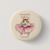 Ballerina Hamster Meisjes Verjaardag Gepersonalise Ronde Button 3,2 Cm (Voorkant)