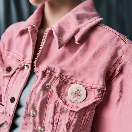 Ballerina Hamster Meisjes Verjaardag Gepersonalise Ronde Button 3,2 Cm