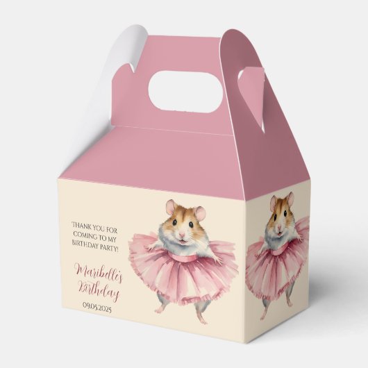 Ballerina Hamster Meisjes Verjaardagsfeest Bedankdoosjes (Voorkant Zijde)