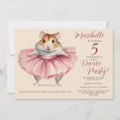Ballerina Hamster Meisjes Verjaardagsfeest Kaart (Voorkant)