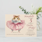 Ballerina Hamster Meisjes Verjaardagsfeest Kaart (Staand voorkant)