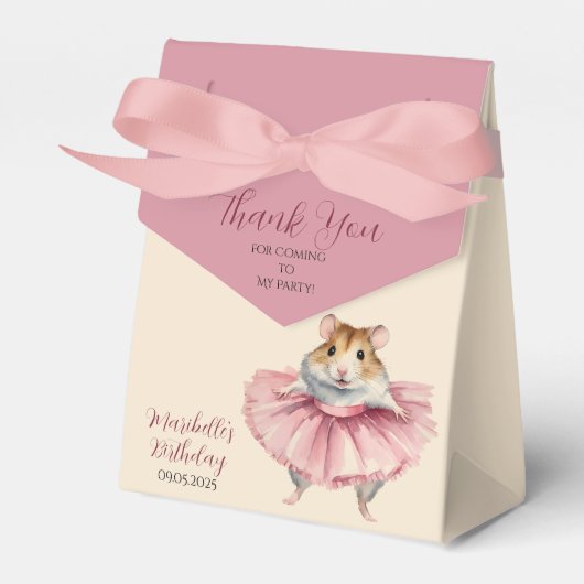 Ballerina Hamster Schattige Meisje Verjaardag Dank Bedankdoosjes (Voorkant Zijde)