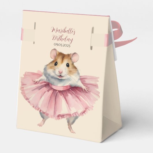 Ballerina Hamster Schattige Meisje Verjaardag Dank Bedankdoosjes (Achterkant)