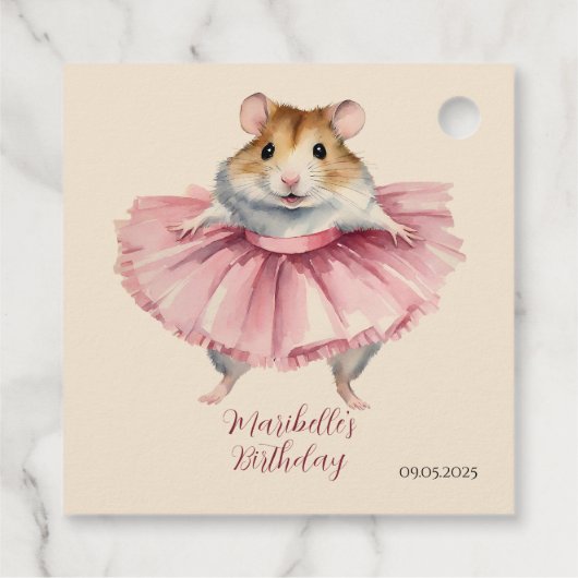 Ballerina Hamster Verjaardag Dank u Bedankjes Labels (Achterkant)