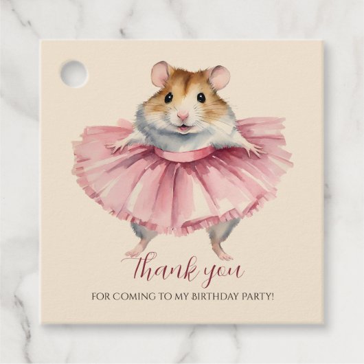 Ballerina Hamster Verjaardag Dank u Bedankjes Labels (Voorkant)