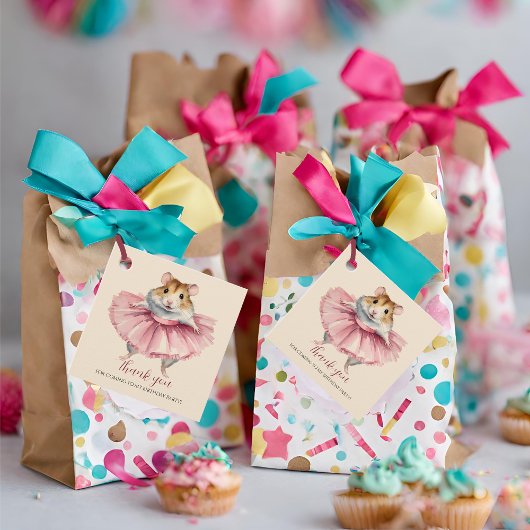Ballerina Hamster Verjaardag Dank u Bedankjes Labels