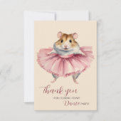 Ballerina Hamster Verjaardag Dans Feest Dank u Bedankkaart (Voorkant)