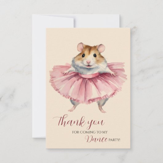 Ballerina Hamster Verjaardag Dans Feest Dank u Bedankkaart (Voorkant)