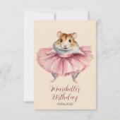 Ballerina Hamster Verjaardag Dans Feest Dank u Bedankkaart (Achterkant)