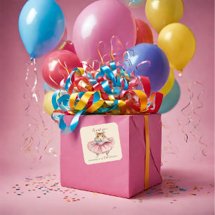 Ballerina Hamster Verjaardag Dans Feest Dank u Vierkante Sticker