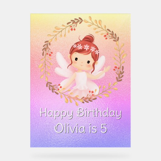 Ballerina Happy 5th Birthday Pink Party Banner Acryl Bord (Voorkant)