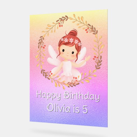 Ballerina Happy 5th Birthday Pink Party Banner Acryl Bord (Hoek)