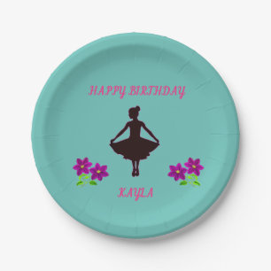 Ballerina Happy Birthday Floral Papieren Bordje