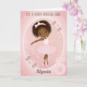 Ballerina Happy Birthday Kaart   5 jaar oud meisje