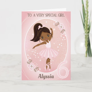 Ballerina Happy Birthday Kaart | 6 jaar oud meisje