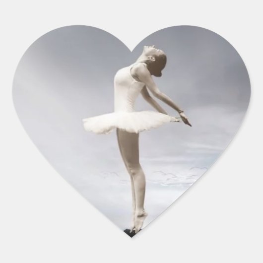 Ballerina hart glanzende stickers. hart sticker (Voorkant)