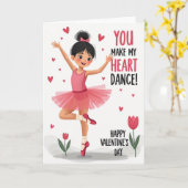 Ballerina Heart Dance Valentines Card Kaart (Gele Bloem)