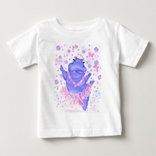 Ballerina Hippo Ballet Dancer Funny Baby T-shirt (Voorkant)