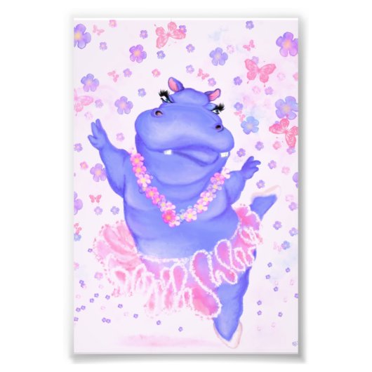 Ballerina Hippo Ballet Dancer Grappig Papier Print Foto Afdruk (Voorkant)