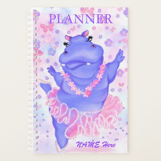 Ballerina Hippo Ballet Dancer Planner Aangepaste N (Voorkant)