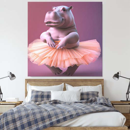 Ballerina Hippo Canvas Afdruk (Insitu (Slaapkamer))