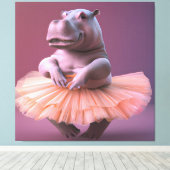 Ballerina Hippo Canvas Afdruk (Insitu (Houten vloer))