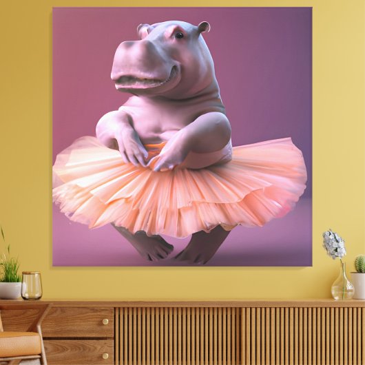 Ballerina Hippo Canvas Afdruk (Insitu (Woonkamer))