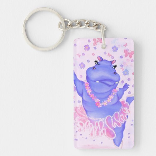 Ballerina Hippo Funny Sleutelhanger Happy Ballet D (Voorkant)