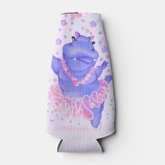 Ballerina Hippo Grappige Fles Cooler Happy Dancer (Voorkant)