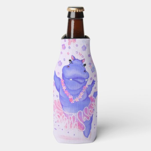 Ballerina Hippo Grappige Fles Cooler Happy Dancer (Fles Voorkant)