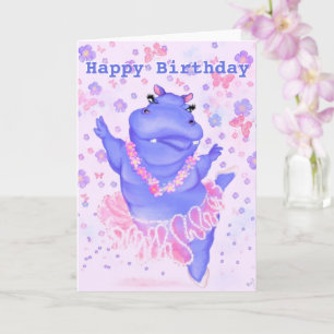 Ballerina Hippo Grappige Verjaardag Kaart