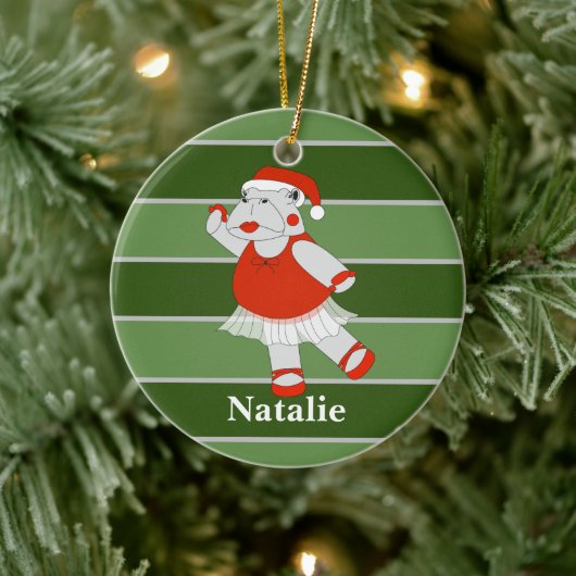 Ballerina Hippo Kerst Special Keramisch Ornament (Boom)