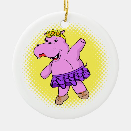 Ballerina Hippo met Tutu Keramisch Ornament (Voorkant)