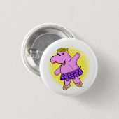 Ballerina Hippo met Tutu Ronde Button 3,2 Cm (Voorkant /achterkant)