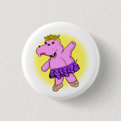 Ballerina Hippo met Tutu Ronde Button 3,2 Cm (Voorkant)